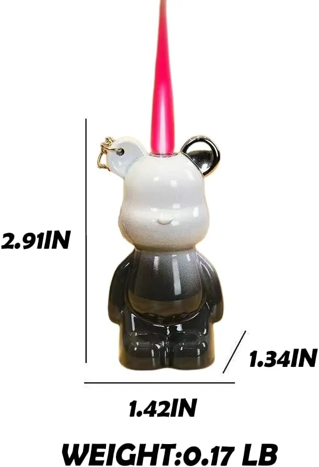 Cute Cartoon Cool Lighter, Windproof Straight Punch Lighter, Compact and Portable with A Key Ring, Suitable for Women and Men to Use (No Gas) (blx-heibai)