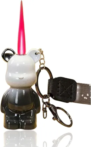 Cute Cartoon Cool Lighter, Windproof Straight Punch Lighter, Compact and Portable with A Key Ring, Suitable for Women and Men to Use (No Gas) (blx-heibai)