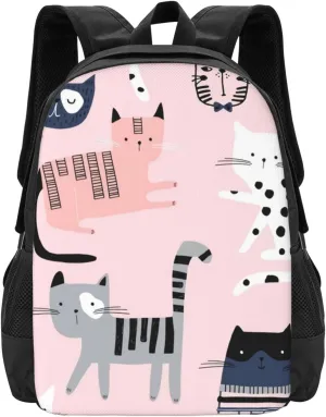 Cute Colorful Kitten Lightweight Packable Backpack Travel Casual Large Capacity Daypack Foldable Backpack For Men Women