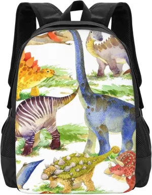 Cute Dinosaurs Watercolor Lightweight Packable Backpack Travel Casual Large Capacity Daypack Foldable Backpack For Men Women