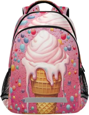 Cute Ice Cream Design Waterproof Backpack - Casual Outdoor Sports Daypack with Ergonomic Shoulder Straps#608