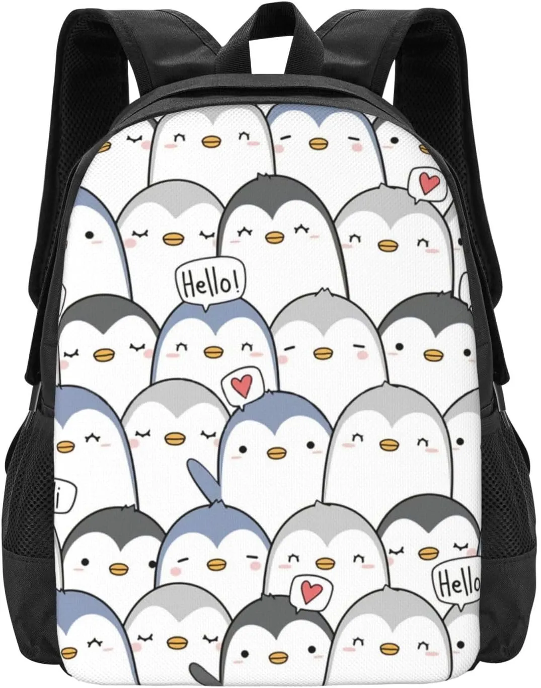 Cute Penguin Greeting Lightweight Packable Backpack Travel Casual Large Capacity Daypack Foldable Backpack For Men Women
