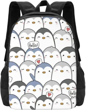 Cute Penguin Greeting Lightweight Packable Backpack Travel Casual Large Capacity Daypack Foldable Backpack For Men Women