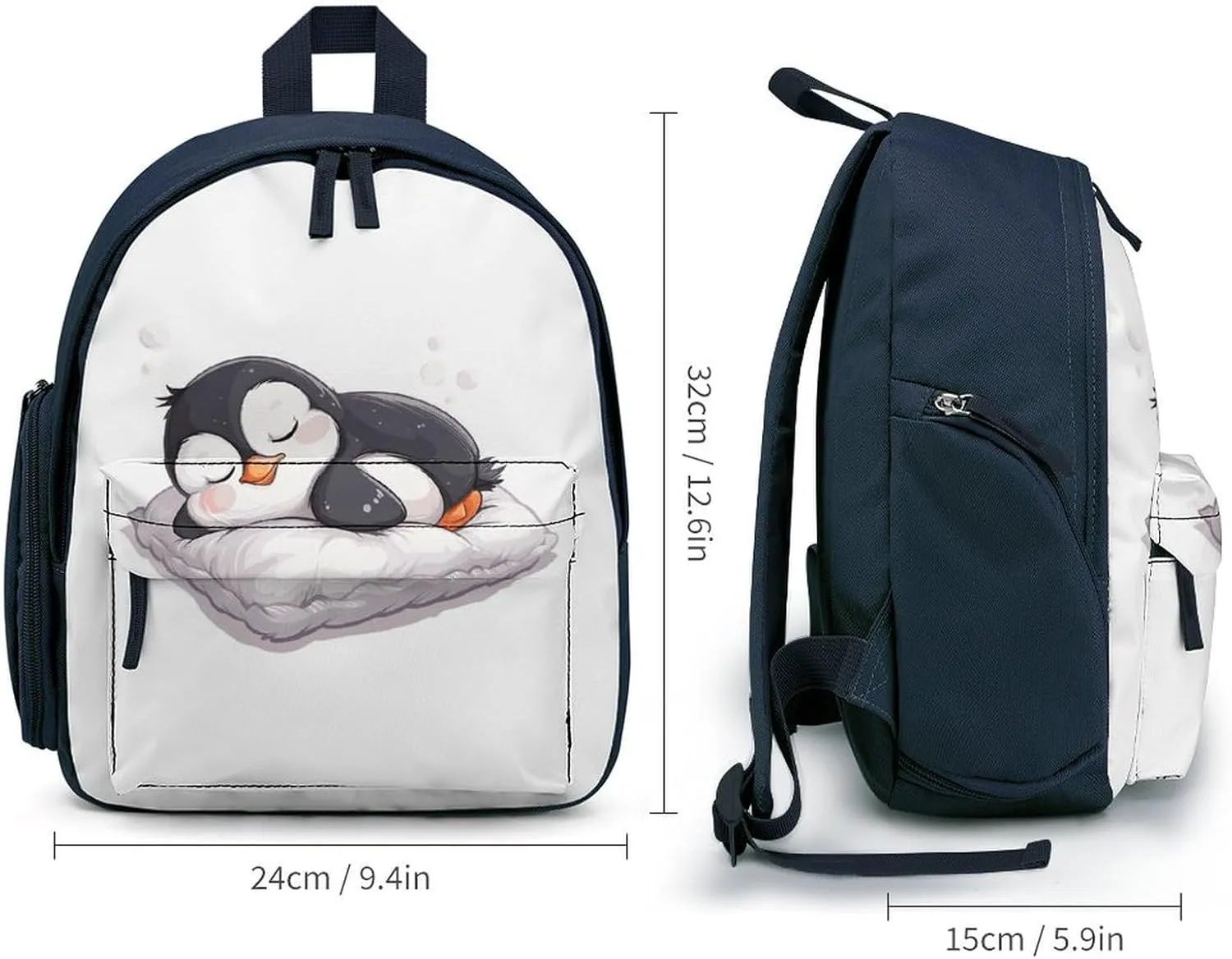 Cute Penguin Sleeping Cute Backpack Lightweight Mini Shoulder Bag Travel Daypack for Camping Picnic