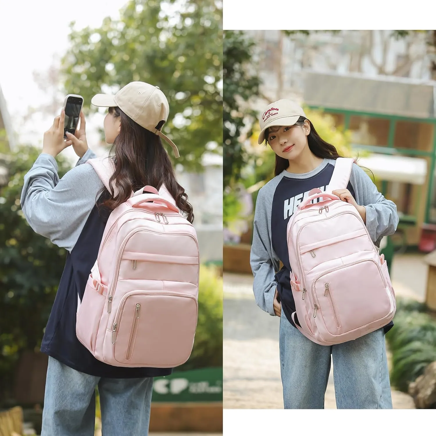 Cute School Backpack for Women Men Casual Travel Laptop Backpack Aesthetic Lightweight College Bookbags for Kids(Pink)