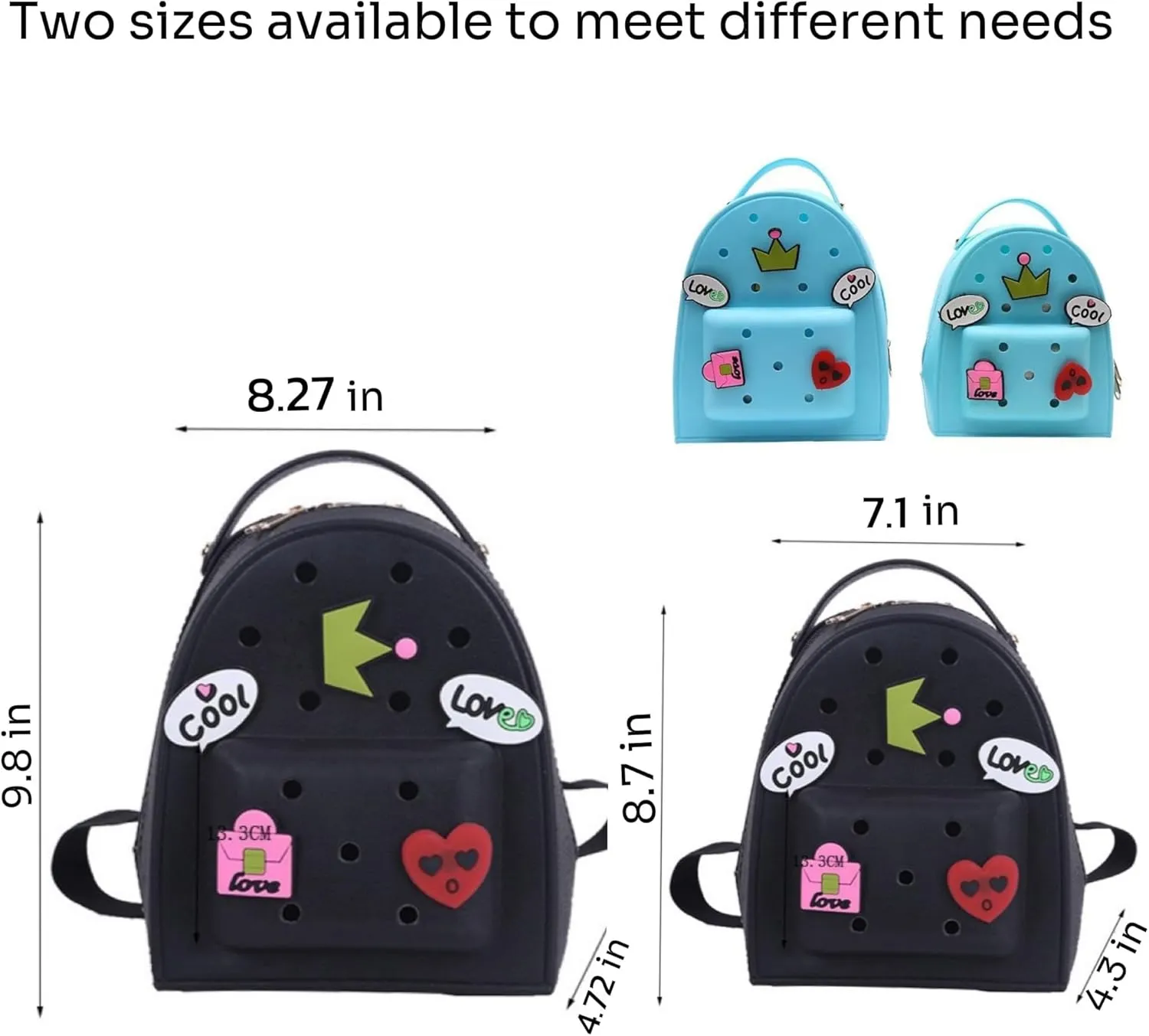 Cute Silicone Jelly Mini Backpack (2 Sizes) for Women Boys & Girls, Water-Resistant Lightweight Bag for Pool, Beach, Gym, Customizable Charms, Easy Clean (Fuchsia, Small Large)