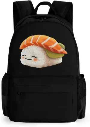 Cute Sleeping Japanese Sushi Laptop Backpack Lightweight Travel Shoulder Bag Casual Daypack for Men Women