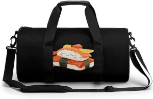 Cute Sleeping Sushi Japanese Food Gym Bag Travel Waterproof Duffel Bag Carryon Overnight Bags Tote Bags for Sports