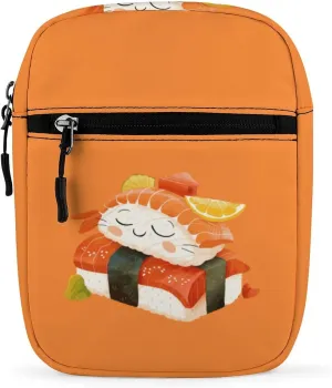 Cute Sleeping Sushi Japanese Food Small Crossbody Bags Adjustable Satchel Bag Travel Shoulder Bag Crossbody Purse for Women Men