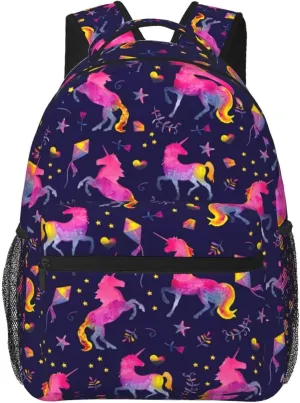 Cute Unicorns Backpack Lightweight Laptop Backpack Casual Daypack Travel Double Shoulder Bag For Women Men