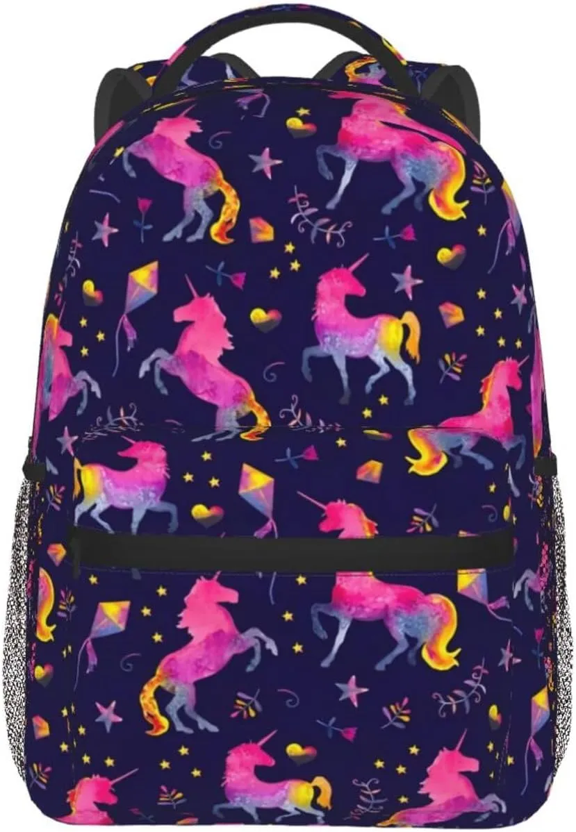 Cute Unicorns Backpack Lightweight Laptop Backpack Casual Daypack Travel Double Shoulder Bag For Women Men