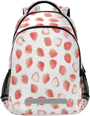 Cute Watercolor Strawberry Design Waterproof Backpack - Casual Outdoor Sports Daypack with Ergonomic Shoulder Straps#55