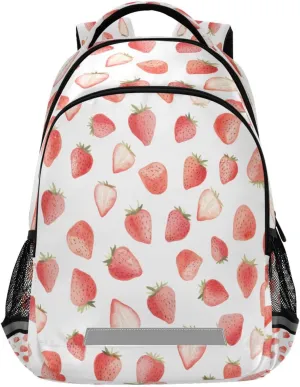 Cute Watercolor Strawberry Design Waterproof Backpack - Casual Outdoor Sports Daypack with Ergonomic Shoulder Straps#56