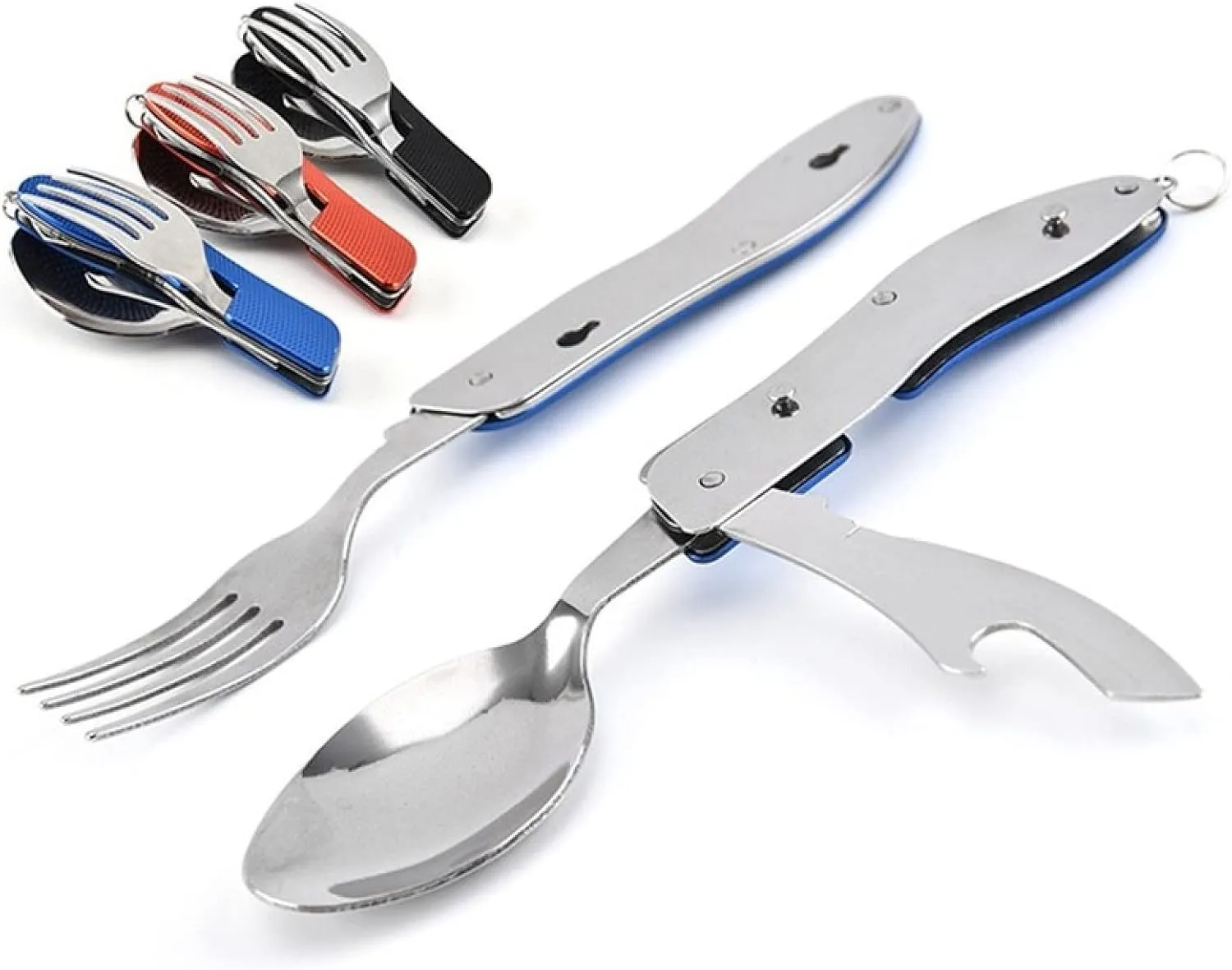 Cutlery Set Outdoor Camping Portable Tableware Multi Function Folding Spoon&Fork Knife Travel Set 2Sets Yellow