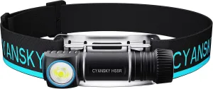 CYANSKY Headlamp Rechargeable,1300 High Lumens Head Lamp with White & Red Lights,Headlamps for Adults,Ideal for Night Camping, Hiking, Hunting