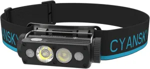 CYANSKY HS6R Headlamp Rechargeable,Super Bright 1400 Lumen, Head Lights for Forehead with Spot Light, Flood Light, and Red Light, IP68 Waterproof Headlamps for Adults,Camping, Hiking (HS6R)