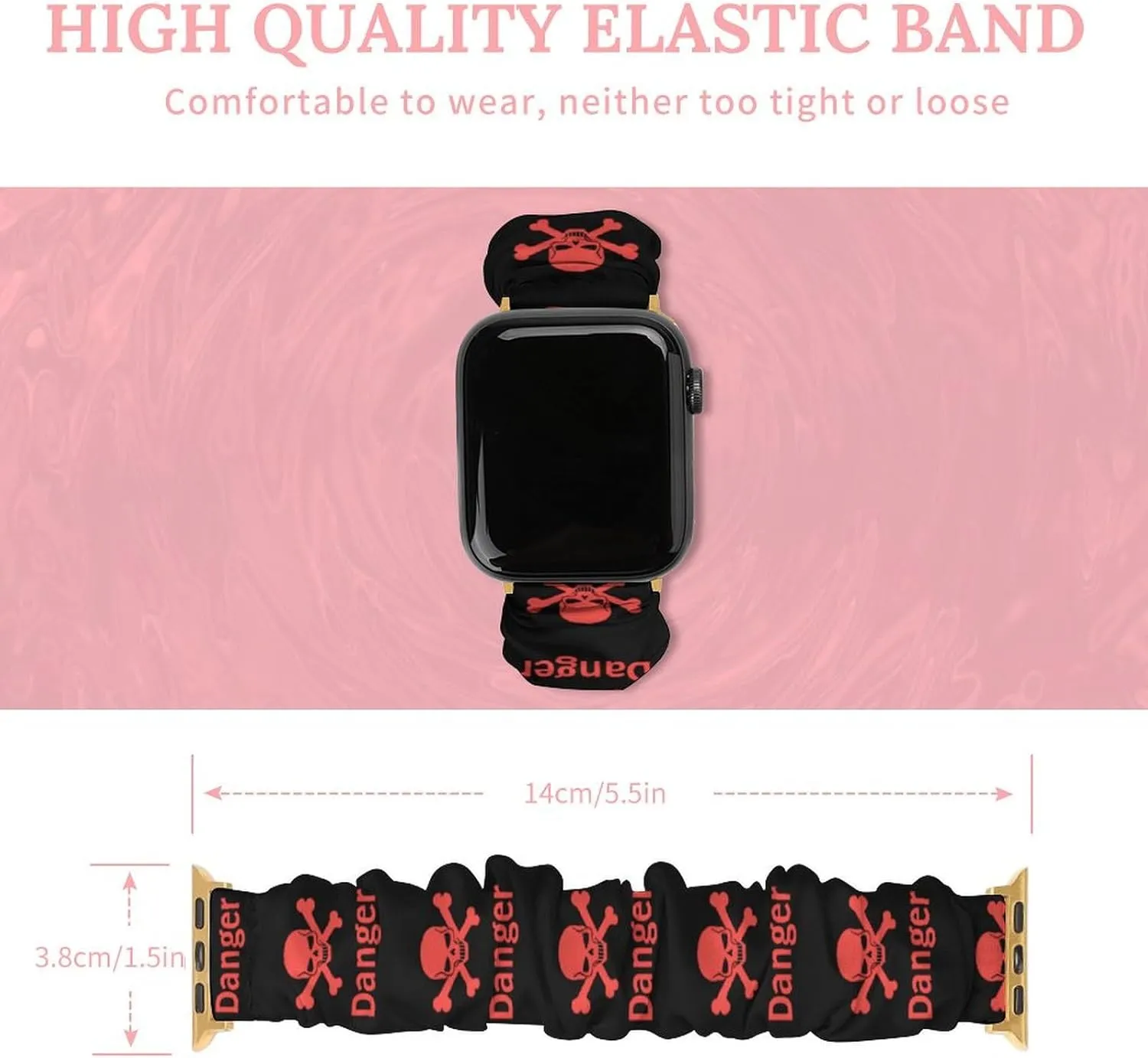 Danger Death Skull Head Fashion Watch Strap Scrunchies Wristbands Compatible With IWatch Series
