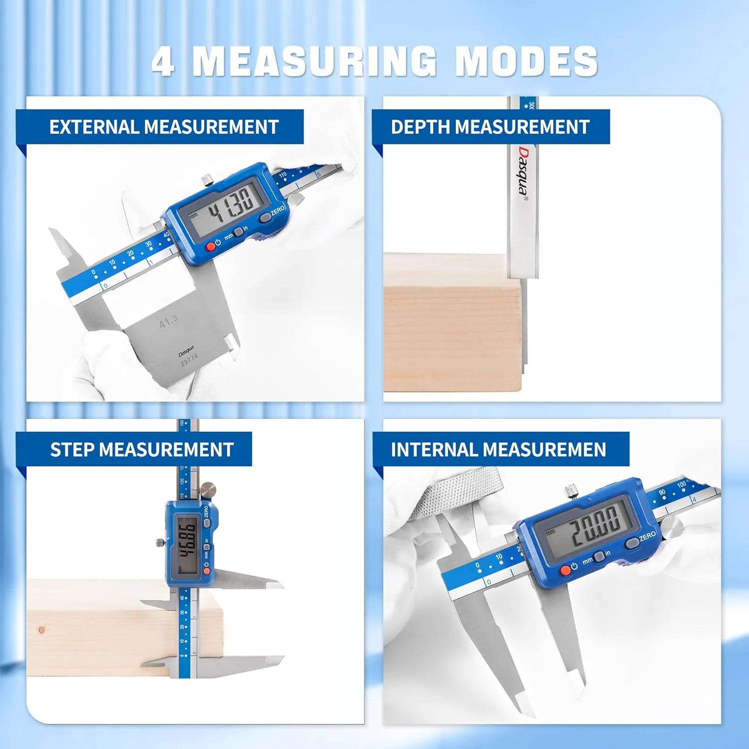 Dasqua High Precision 12 Inch/300mm Electronic Micrometer Digital Caliper Stainless Steel with Large LCD Screen Auto Off Featured Measuring Tool