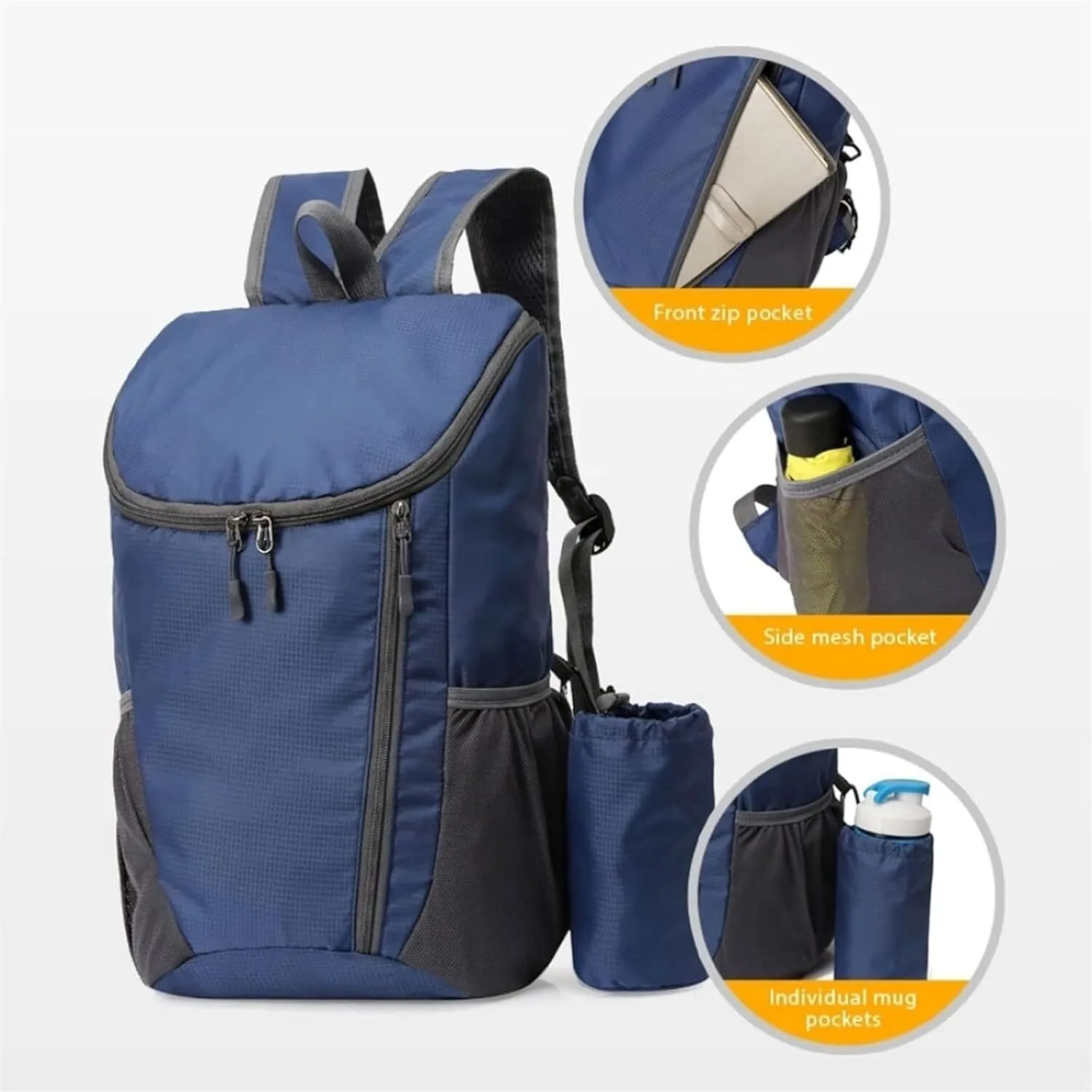 Daypacks Outdoor, Camping Backpack Ultralight Backpack With Bottle Holder Folding Travel Lightweight Backpacking(F)