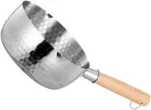 DECHOUS 1Pc Stainless Steel with Wooden Handle Camping Cookware Lightweight Backpacking Pot for Noodles Soups Easy to Clean Convenient Storage