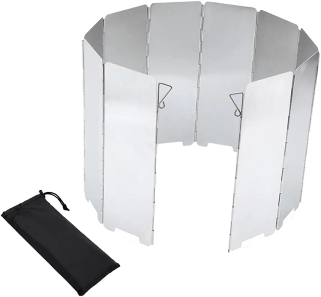 DECHOUS 1Set Aluminium Alloy Camping Stove Windshield Screens Plates for Outdoor Cooking BBQ Gas Stoves Wind Breaks to Enhance Heat Efficiency Reduce Consumption
