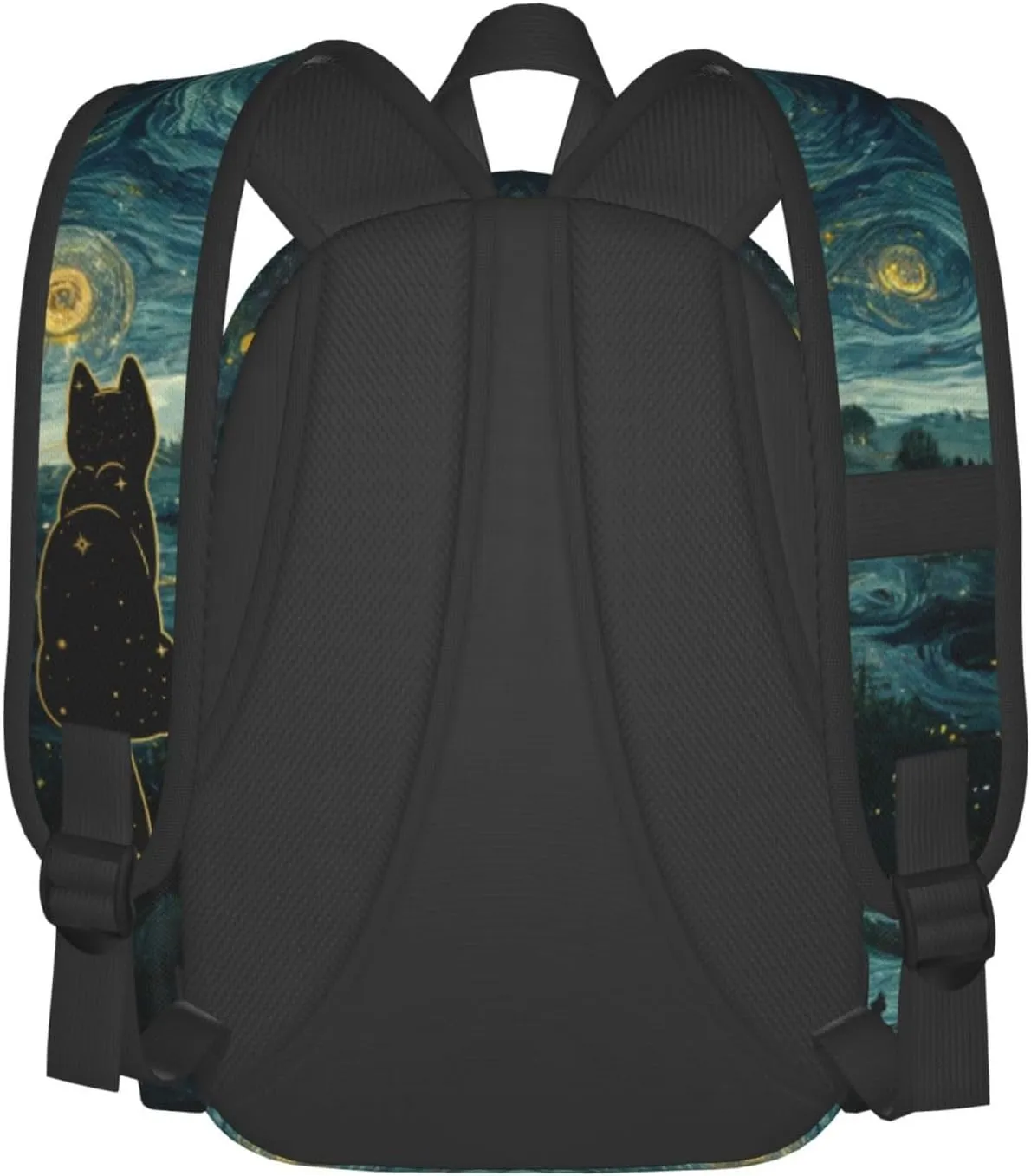 DEKIFNHG Black Cat Starry Night Backpack Casual Sports Bookbag School Laptop Backpack for Students Boys Girls