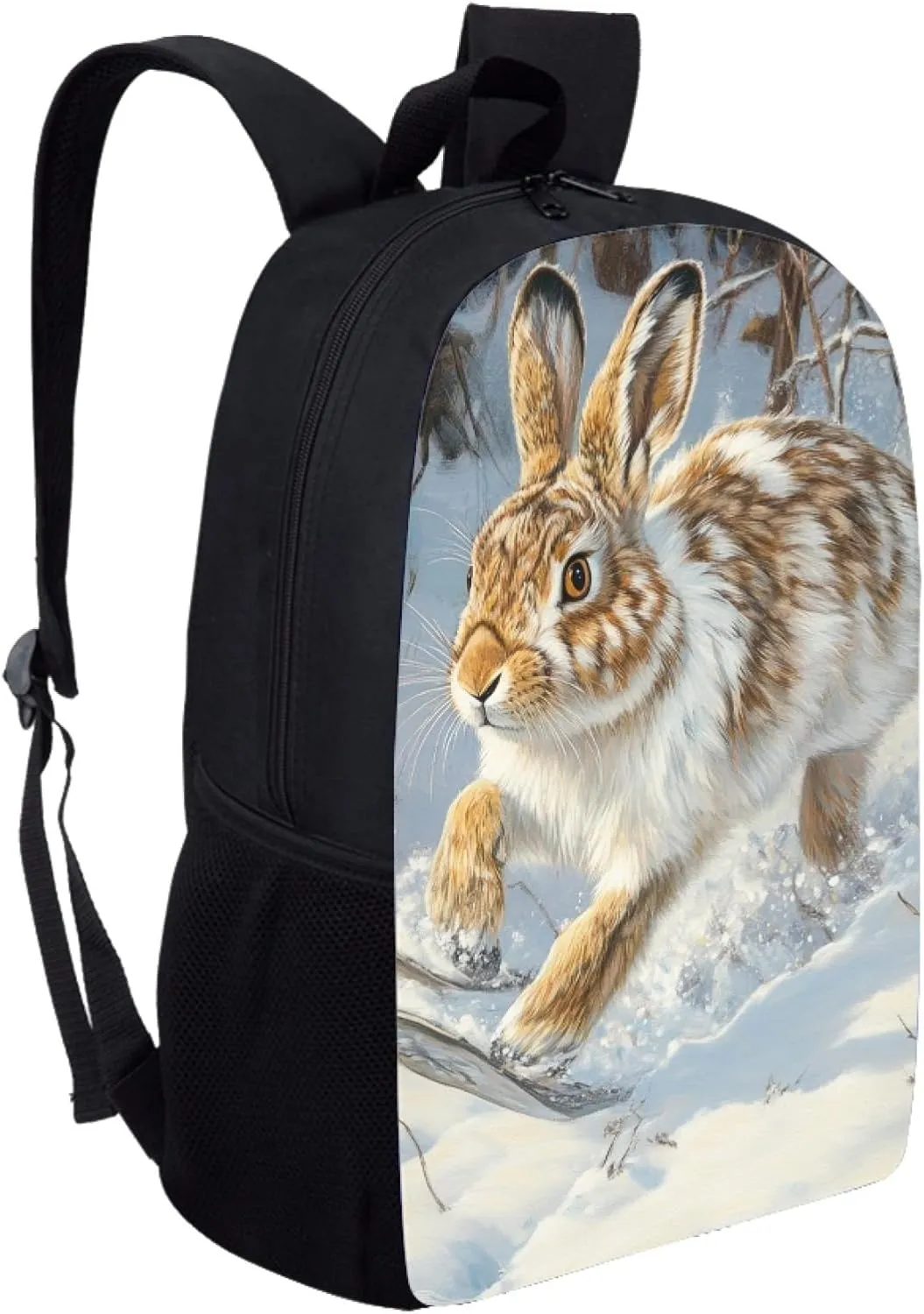 Dellukee Kids School Backpack Snowshoe Hare Print Fashion School Bags For Kids Large Stylish Lightweight Student Daypack Backpack