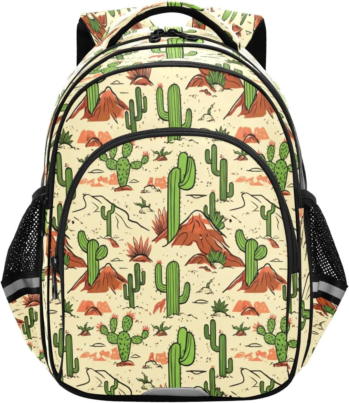 Desert Vibrant Cactuses 17 Inch Backpack for School Boys Girls, Ergonomic Backpack for Kids for Travel