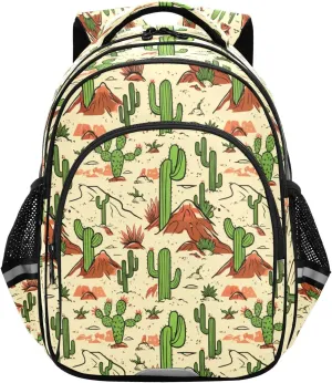 Desert Vibrant Cactuses 17 Inch Backpack for School Boys Girls, Ergonomic Backpack for Kids for Travel