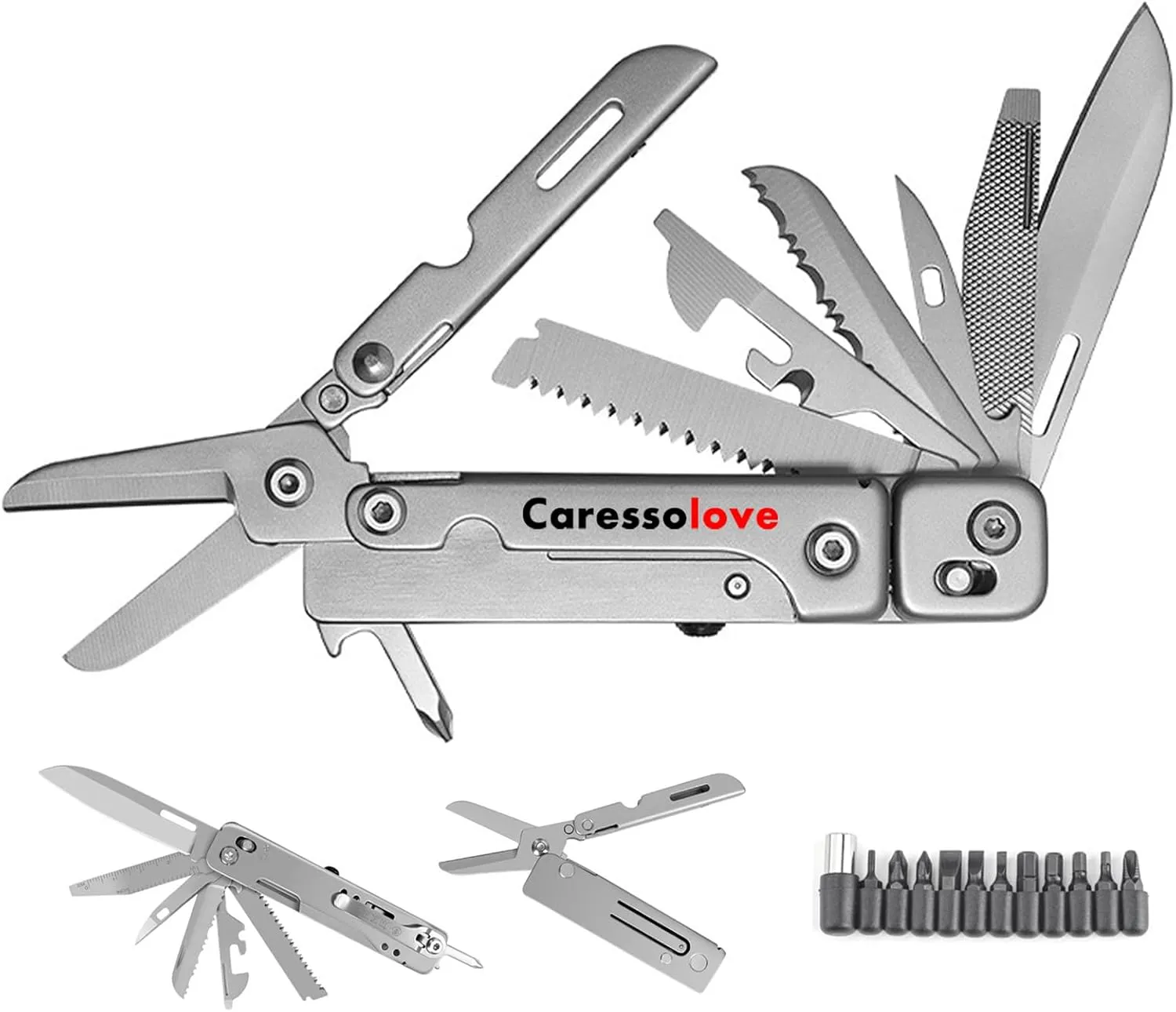 Detachable Multitool Camping Knife, Survival EDC Tools - Tactical Foldable Saw, Pocket Knife, Scissors, Bottle Opener, Can Opener, File, All in One Tool for Camping, Hiking, Fishing