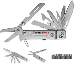 Detachable Multitool Camping Knife, Survival EDC Tools - Tactical Foldable Saw, Pocket Knife, Scissors, Bottle Opener, Can Opener, File, All in One Tool for Camping, Hiking, Fishing