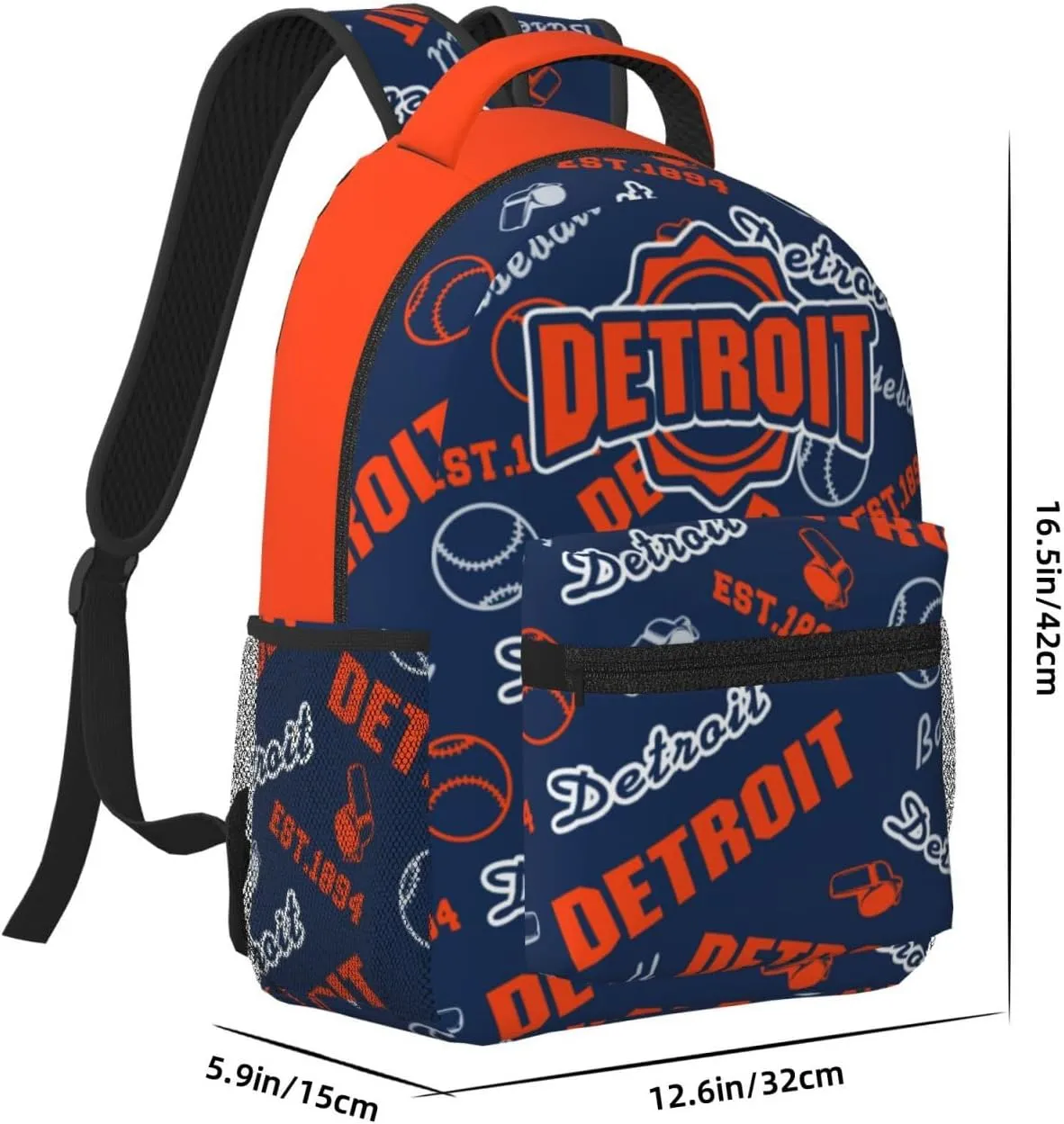Detroit Backpack for Boys and Girls, Laptop Backpack for Men and Women, Large Capacity Lightning Bookbag Waterproof Adjustable School Bags for Travel Daypack Laptop Sport Bag