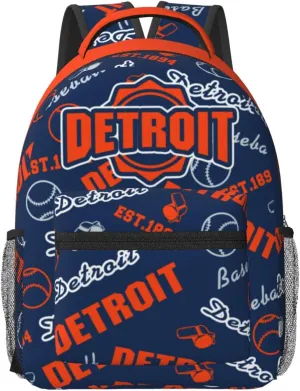 Detroit Backpack for Boys and Girls, Laptop Backpack for Men and Women, Large Capacity Lightning Bookbag Waterproof Adjustable School Bags for Travel Daypack Laptop Sport Bag