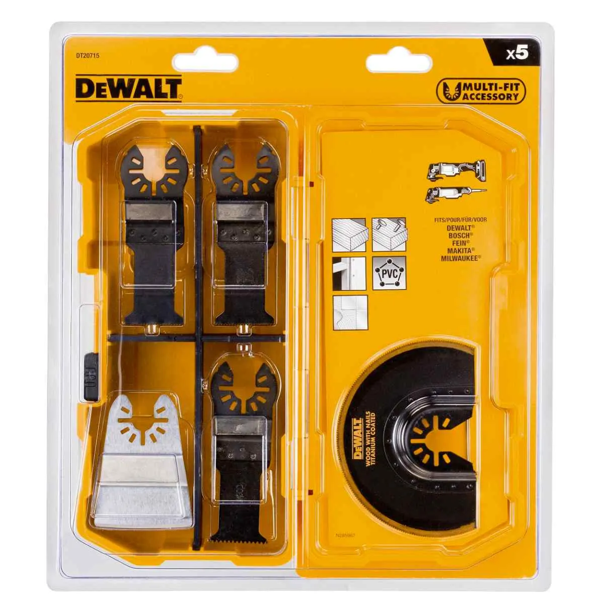 Dewalt 5 Piece Saw Blade Set for Multi-Tool in Tough Case DT20715