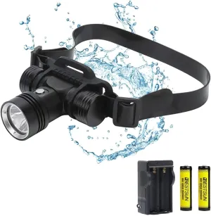 Diving Headlamp, Rechargeable Swimming Headlight Super Bright,IPX8 Waterproof headlamp 3 Modes,Underwater 100m Swimming Head Lamp for Divers Under Water Sports (A)