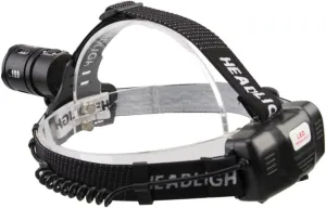 DOITOOL Outdoor LED Headlamp for Hiking Camping Running Fishing Jogging 3-Tier Zoomable Black Aluminum Headlamp