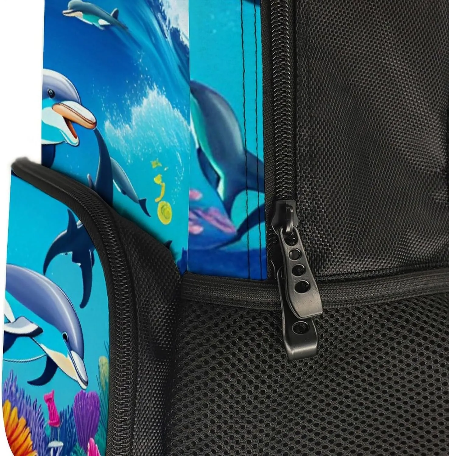Dolphins Sea Underwater Beautiful Sea World Art Rucksacks Lightweight Multipurpose Anti-Theft Shoulder Bag Big Capacity Traveling & Camping Backpack With Side Pockets