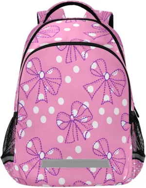 Dots Bows Design Waterproof Backpack - Casual Outdoor Sports Daypack with Ergonomic Shoulder Straps#91