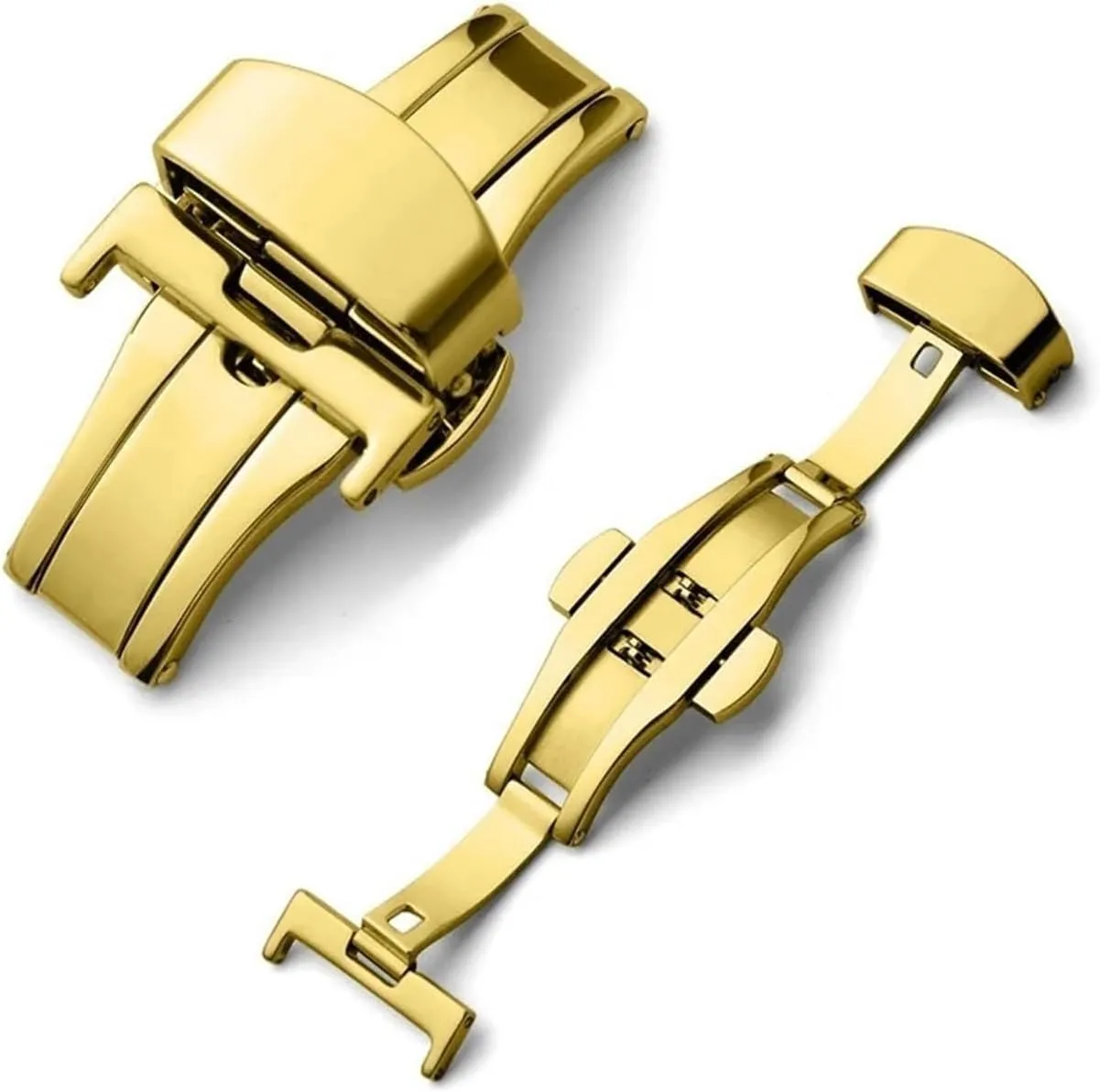 Double Click Butterfly Automatic Buckle Push Button Fold Clasp 16mm 18mm 20mm 22mm Watchband Buckles Watch Accessories
