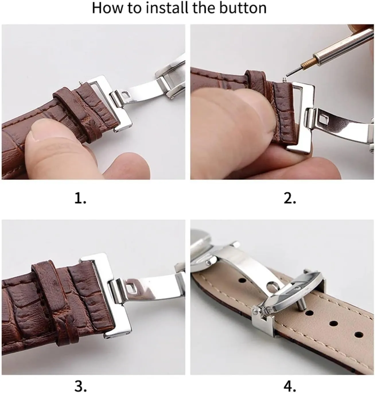 Double Click Butterfly Automatic Buckle Push Button Fold Clasp 16mm 18mm 20mm 22mm Watchband Buckles Watch Accessories