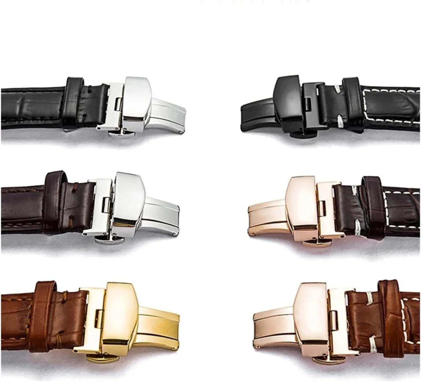 Double Click Butterfly Automatic Buckle Push Button Fold Clasp 16mm 18mm 20mm 22mm Watchband Buckles Watch Accessories