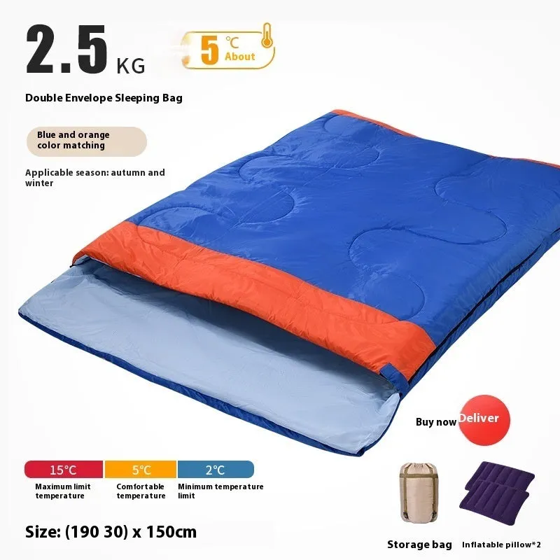 Double Sleeping Bag Adult Outdoor Camping Thickened Warm-keeping And Cold-proof Quilt Dual-use