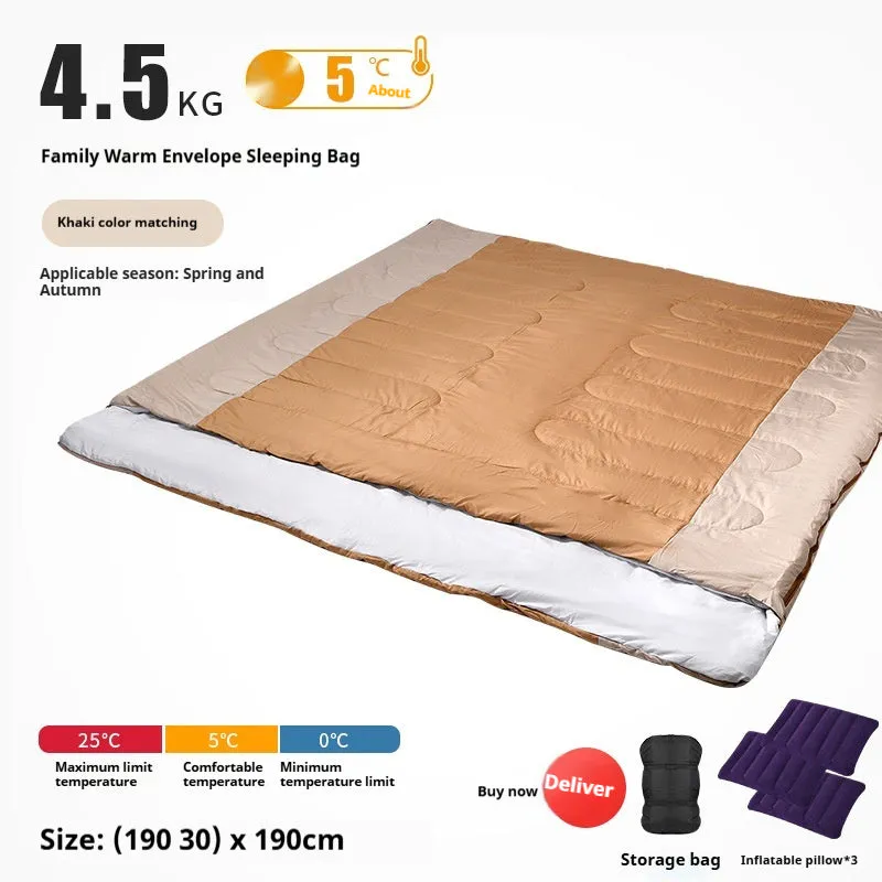 Double Sleeping Bag Adult Outdoor Camping Thickened Warm-keeping And Cold-proof Quilt Dual-use