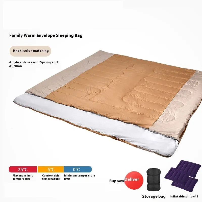 Double Sleeping Bag Adult Outdoor Camping Thickened Warm-keeping And Cold-proof Quilt Dual-use