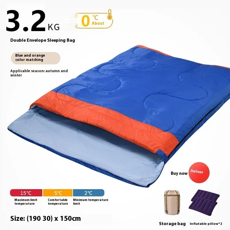 Double Sleeping Bag Adult Outdoor Camping Thickened Warm-keeping And Cold-proof Quilt Dual-use