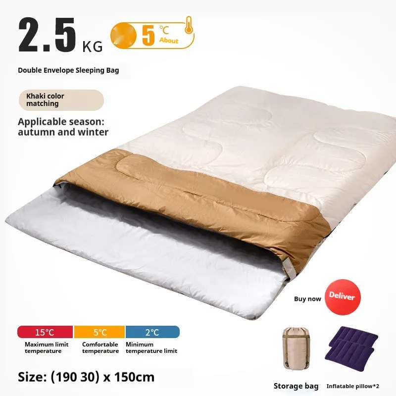 Double Sleeping Bag Adult Outdoor Camping Thickened Warm-keeping And Cold-proof Quilt Dual-use