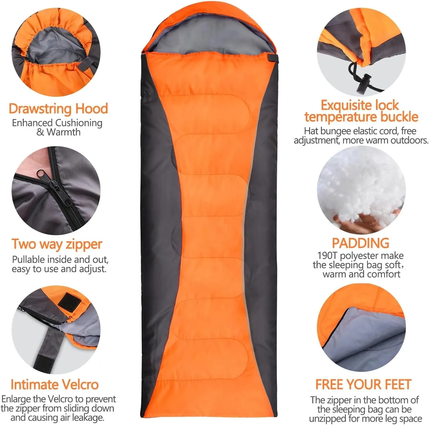 Double Sleeping Bag for Adults with 2 Pillows, 2 Person Sleeping Bag for Waterproof Large Sleeping Bags for Family Camping Backpacking Hiking Outdoor