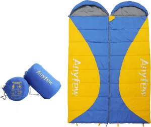 Double Sleeping Bag for Adults,Large Size Two Person Sleeping Bag for All Season Camping Hiking Backpacking 2 Person Sleeping Bags for Cold Weather & Warm