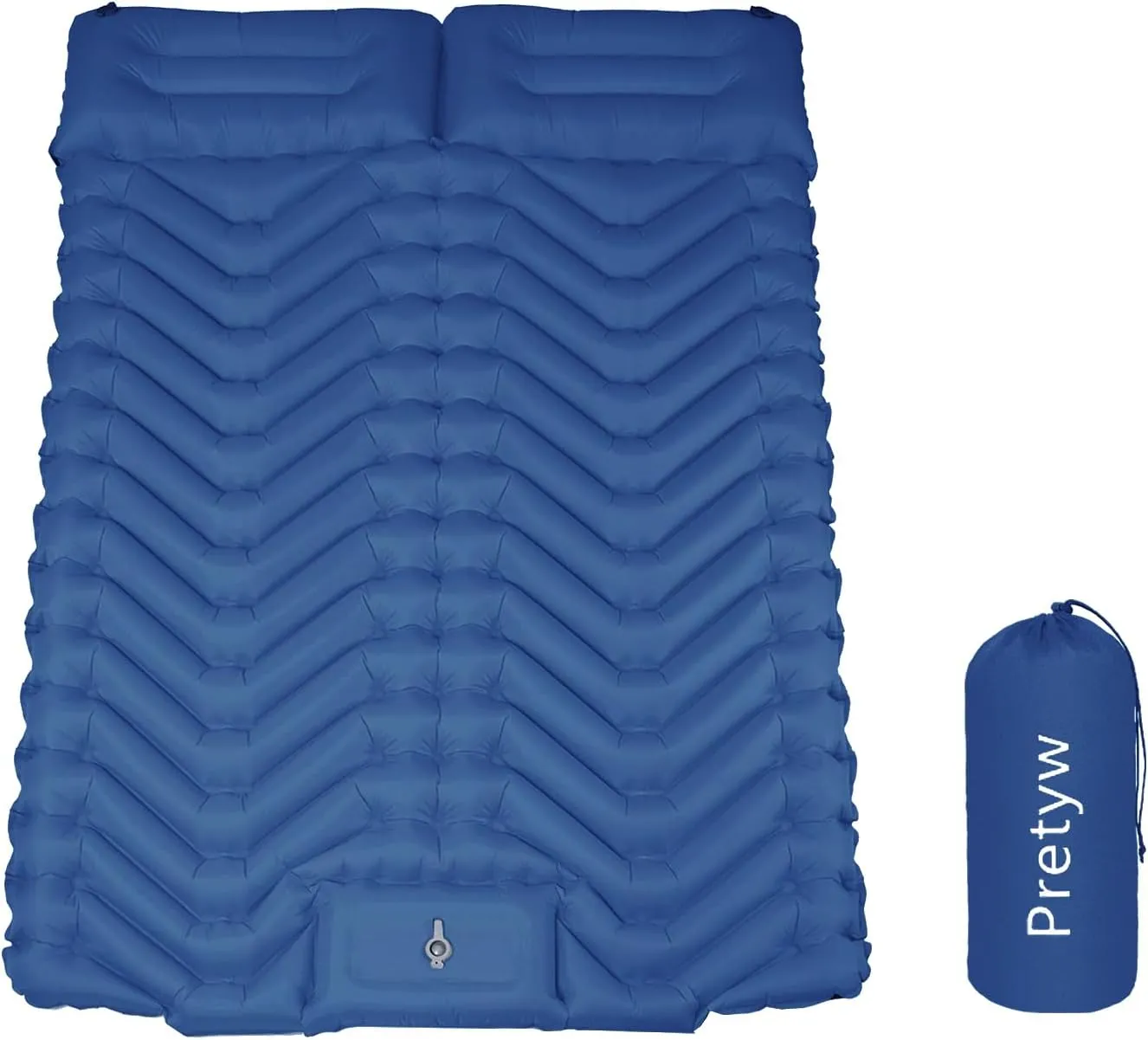 Double Sleeping Pad for Camping, Ultralight Camping Mattress with Pillow, Built-in Foot Pump, Thick Self-Inflatable 2-Person Portable Mat for Backpacking Hiking Car Traveling Beach Tent