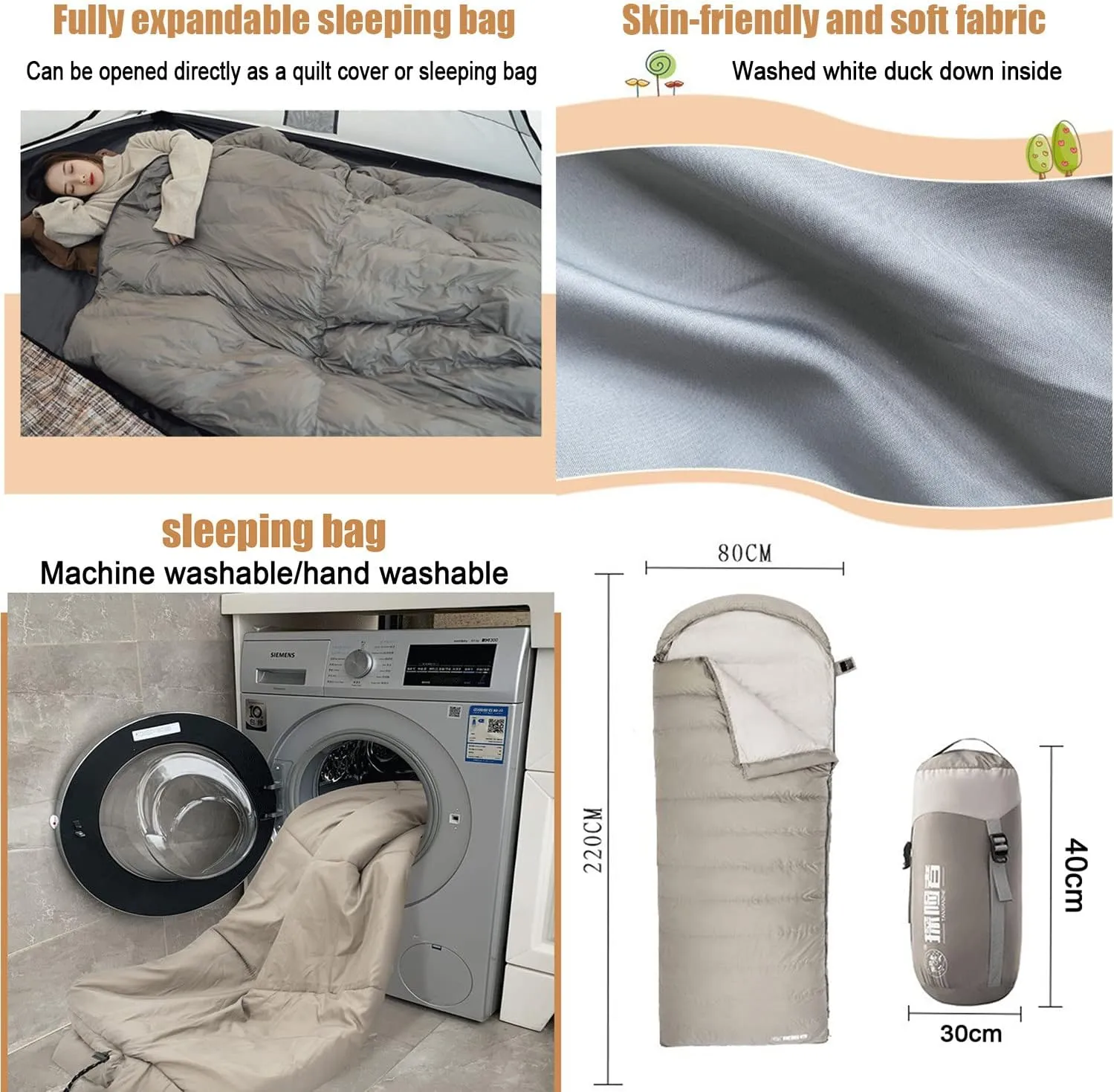 Down Sleeping Bag Cold Weather 0 Degree Lightweight Mummy Sleeping Bag Portable Camping Sleeping Bag with Compression Sack,for Adults & Kids - Indoor & Outdoor: Backpacking,Hiking,600gDownFilling